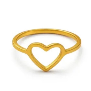 Aço Anel dourado  Coração