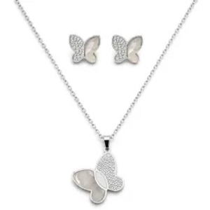 Aço Conjunto Borboleta Perolada