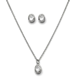 Aço Conjunto Oval com Zircônia