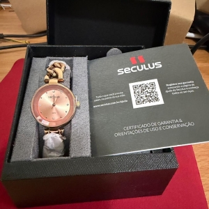 Relógio Seculus Dourado c/ Rose