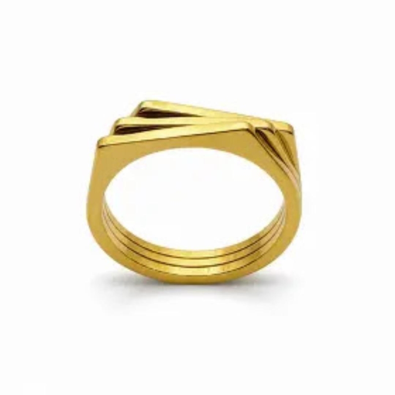 Aço Anel Dourado Magnitude Tripla