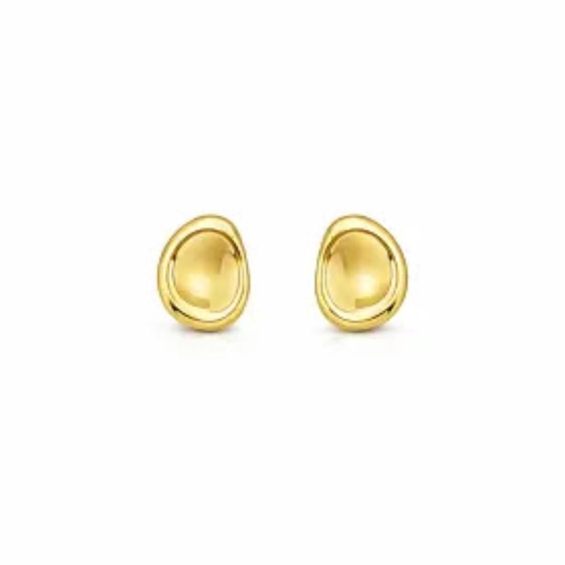 Aço Brinco banho dourado Botão