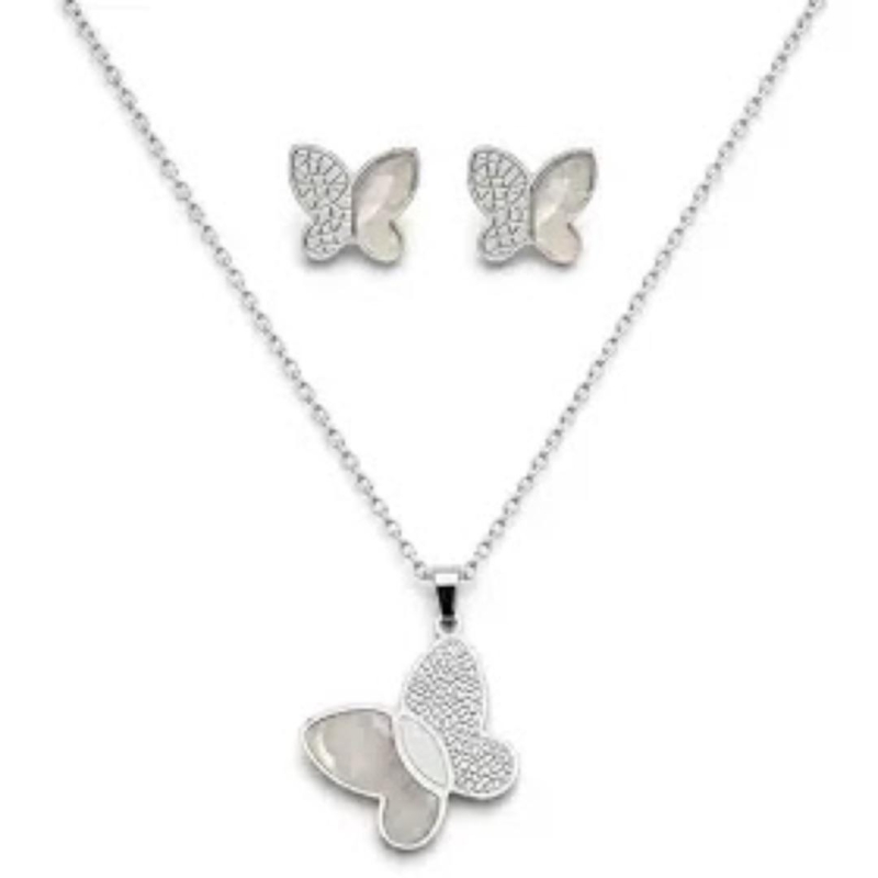 Aço Conjunto Borboleta Perolada