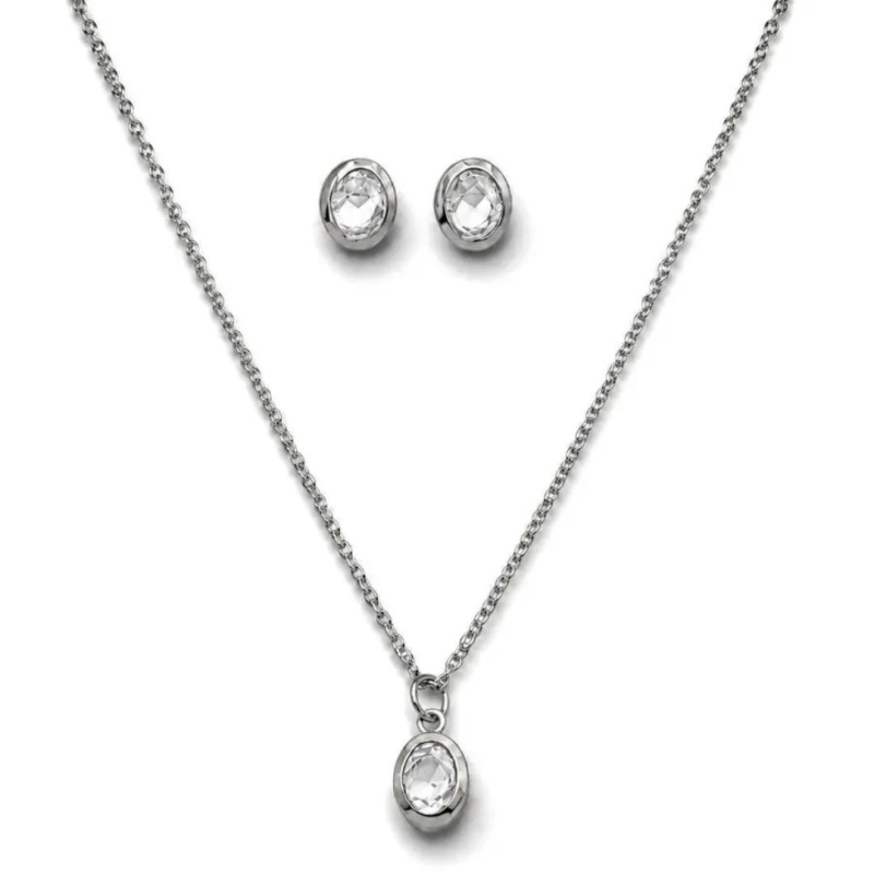 Aço Conjunto Oval com Zircônia