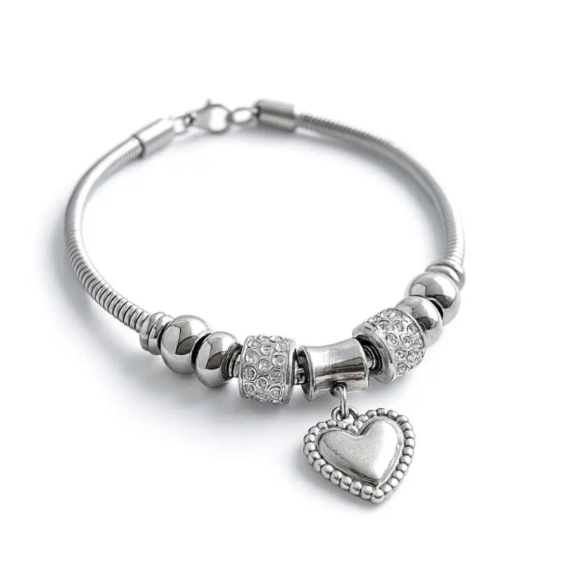 Aço Pulseira Dora c/ Berloque