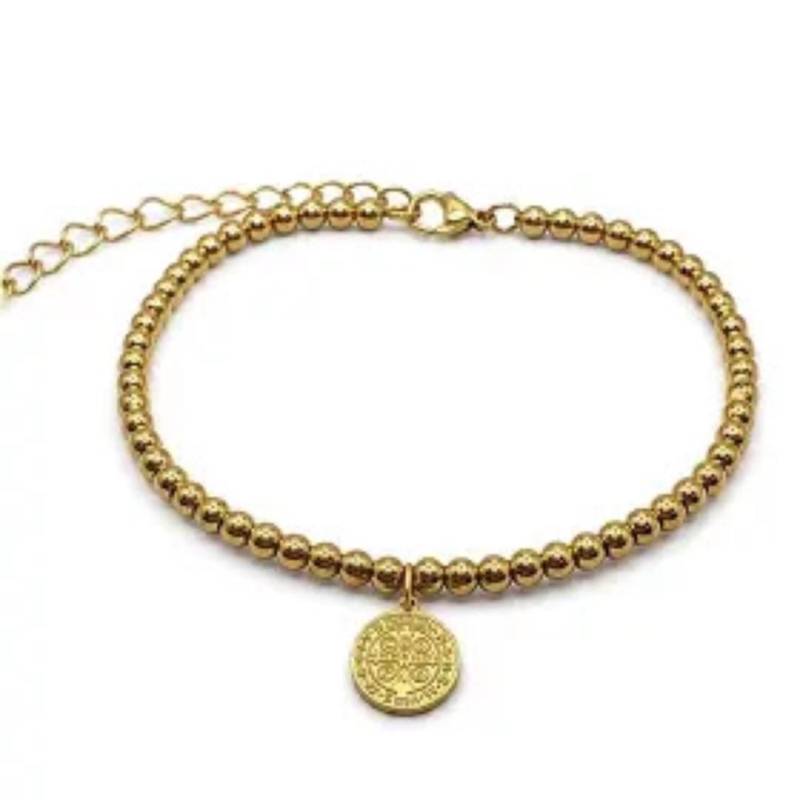 Aço Pulseira Dourada São Bento