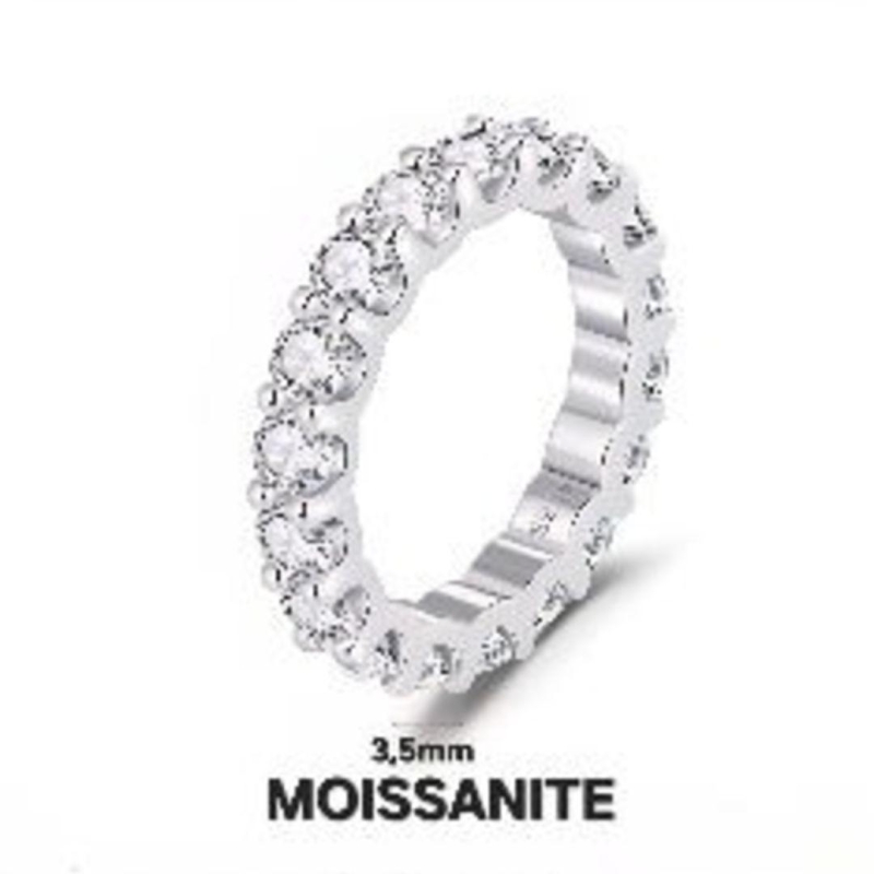 Anel MOISSANITE 3,5mm, RÓDIO,