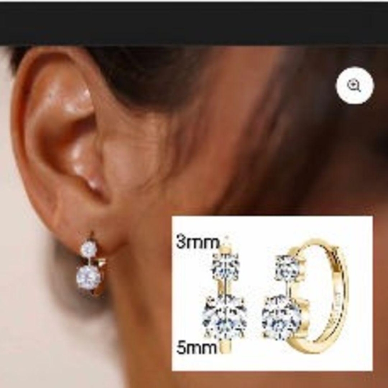 Brinco MOISSANITE  3mm + 5mm