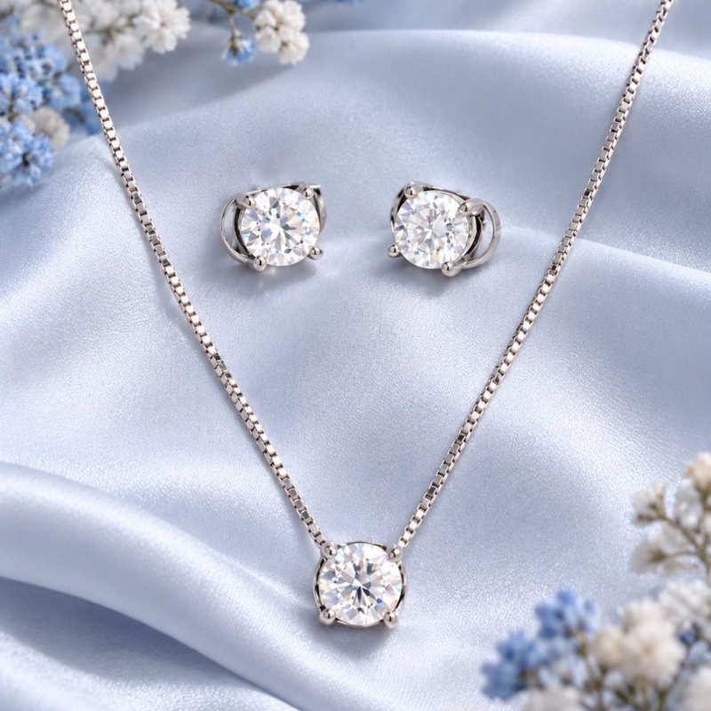 Moissanite Conjunto ponto de luz