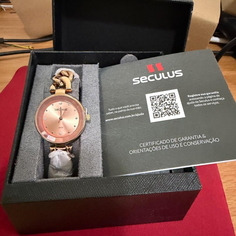 Relógio Seculus Dourado c/ Rose