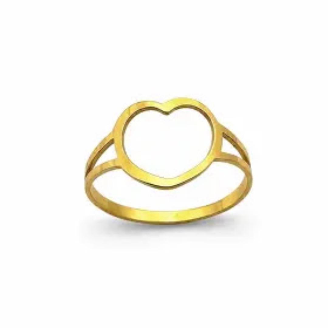 Aço Anel Dourado Eterno Coração