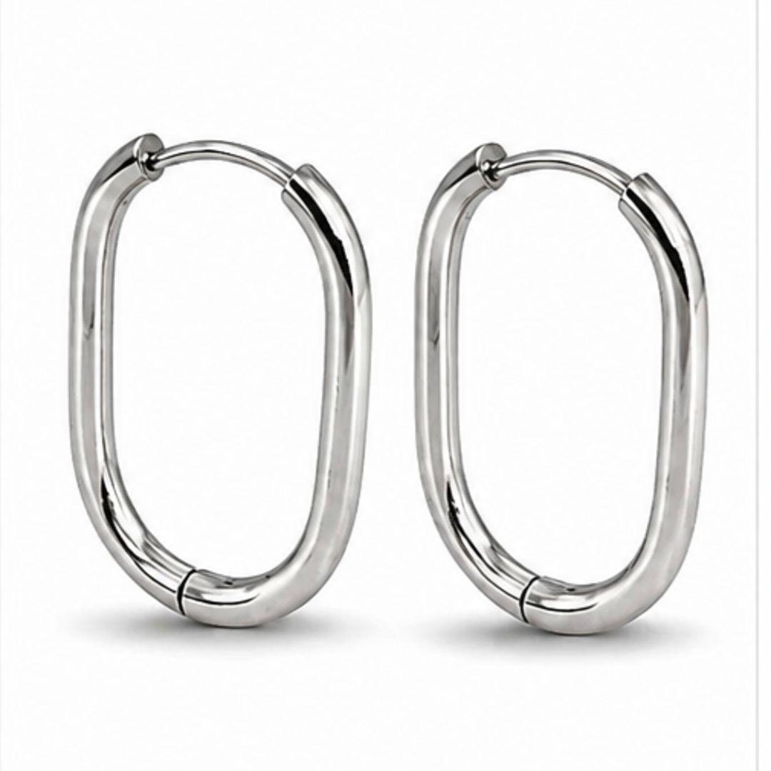 Aço Brinco Argola Oval