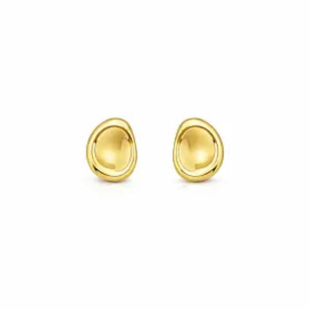 Aço Brinco banho dourado Botão