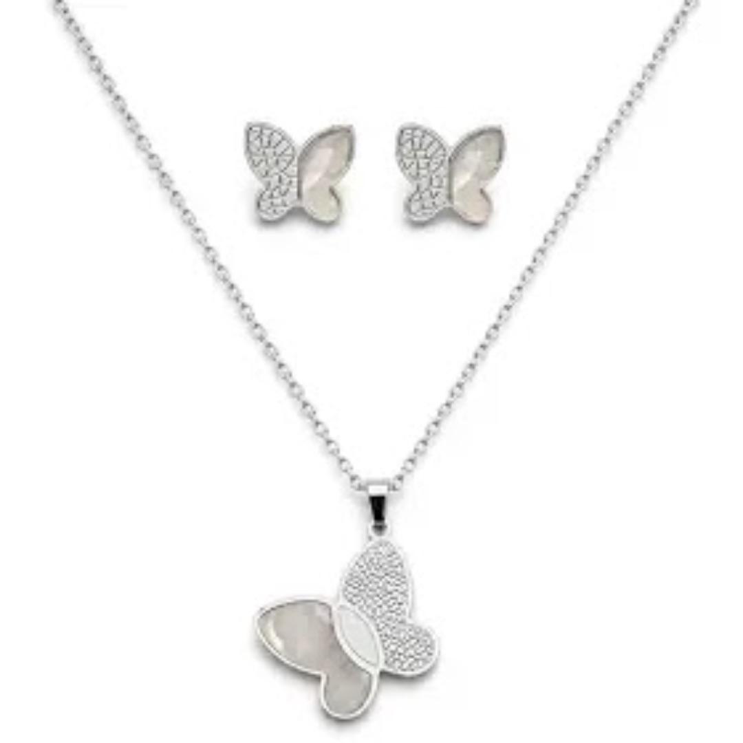 Aço Conjunto Borboleta Perolada