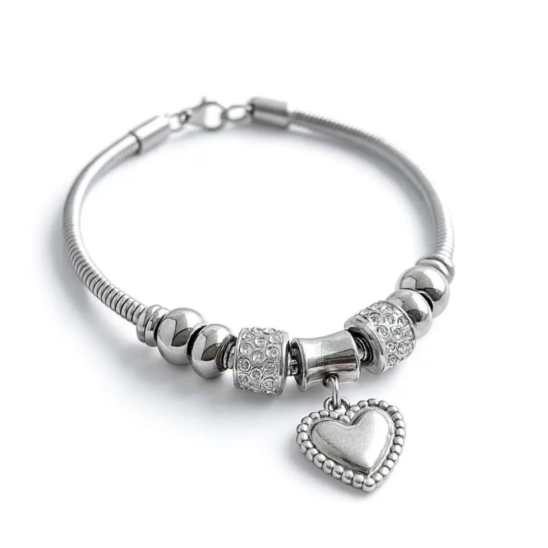 Aço Pulseira Dora c/ Berloque