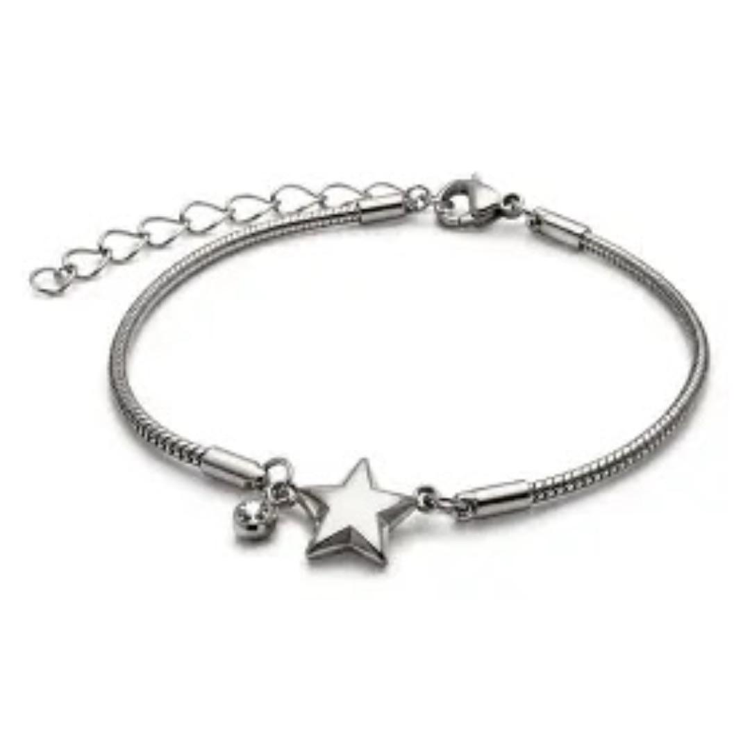 Aço Pulseira Estrela Brilho de Zircônia