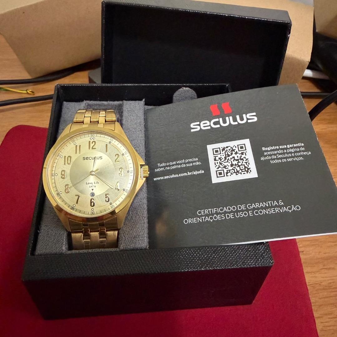Relógio Seculus Dourado Redondo